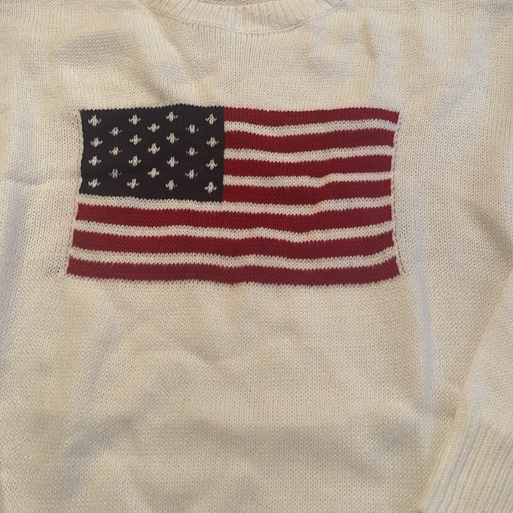 American Flag Sweater USA 250 Anniversary Patriotic Preppy Knit Pullover - Picture 14 of 16